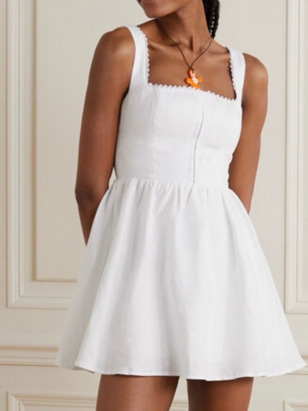 Reformation 100% linen White Square Neck Dress